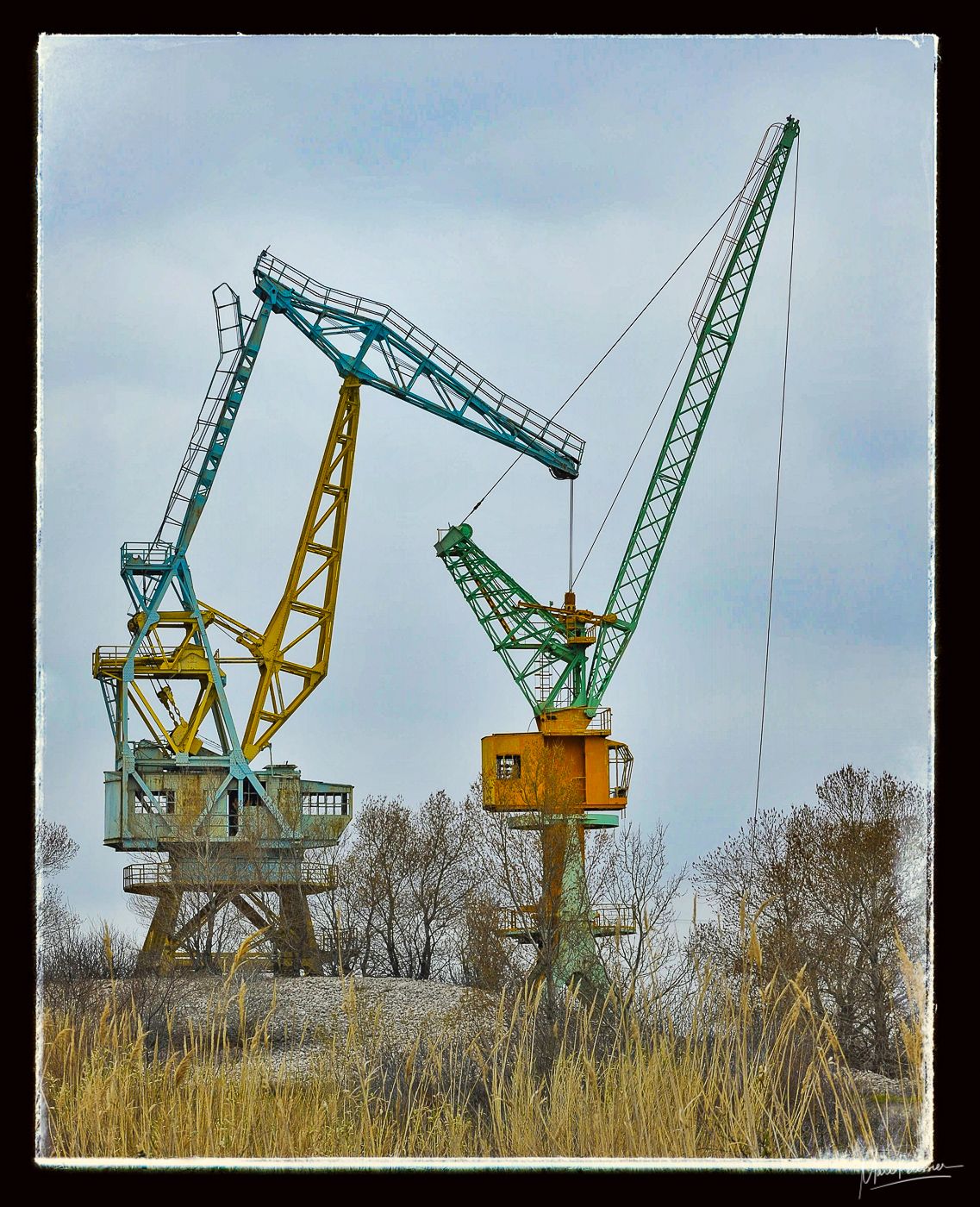 The old colored crane, France