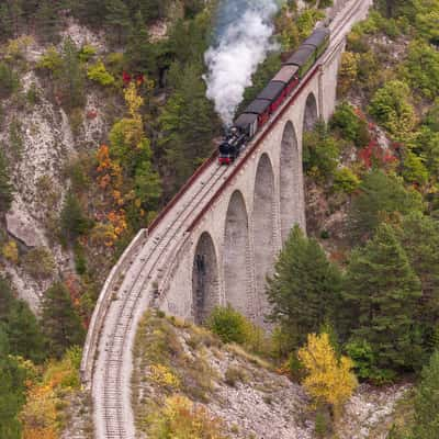 Train des pignes on the Wedding bridge, France