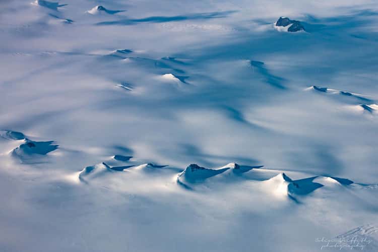 View over Greenland from a plane