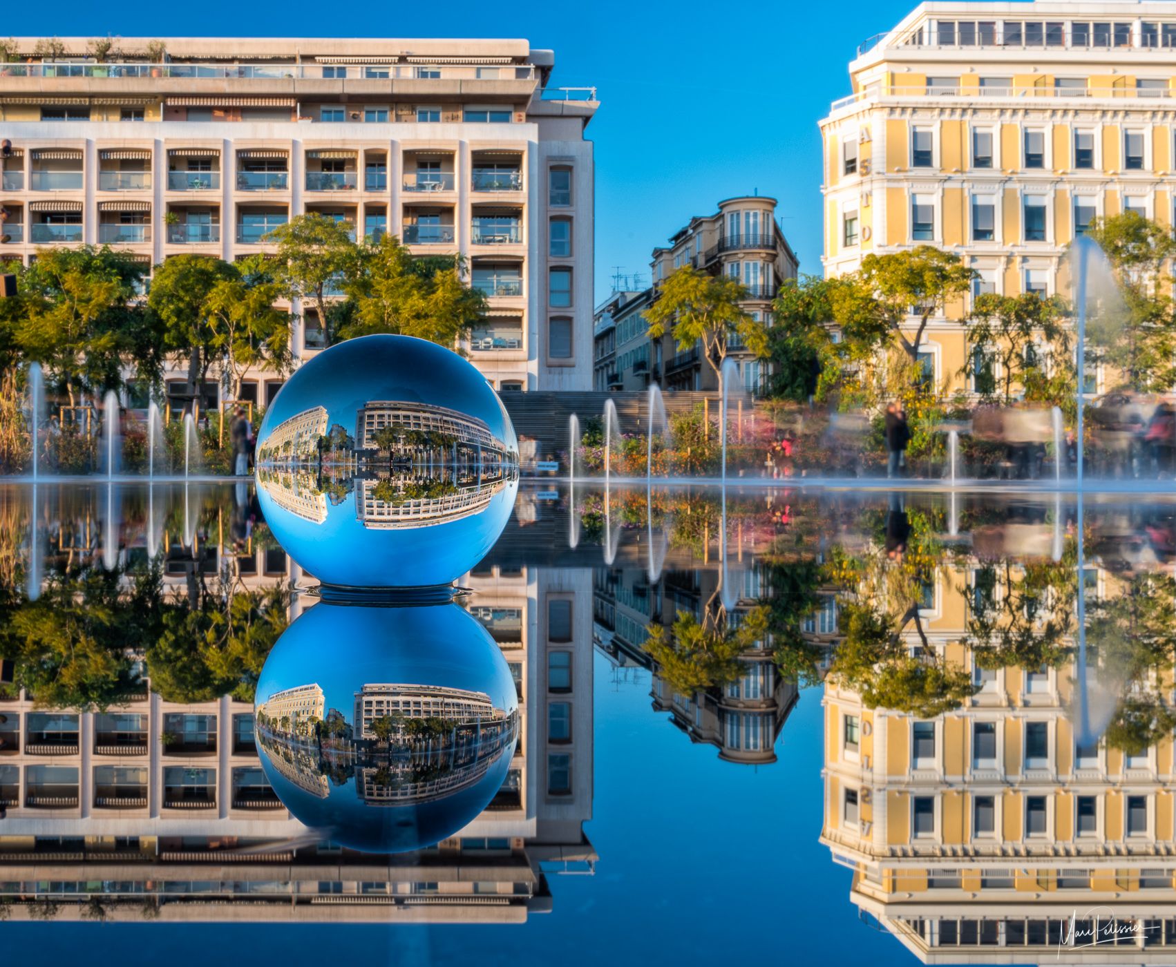 Water surface of Paillon promenade, France