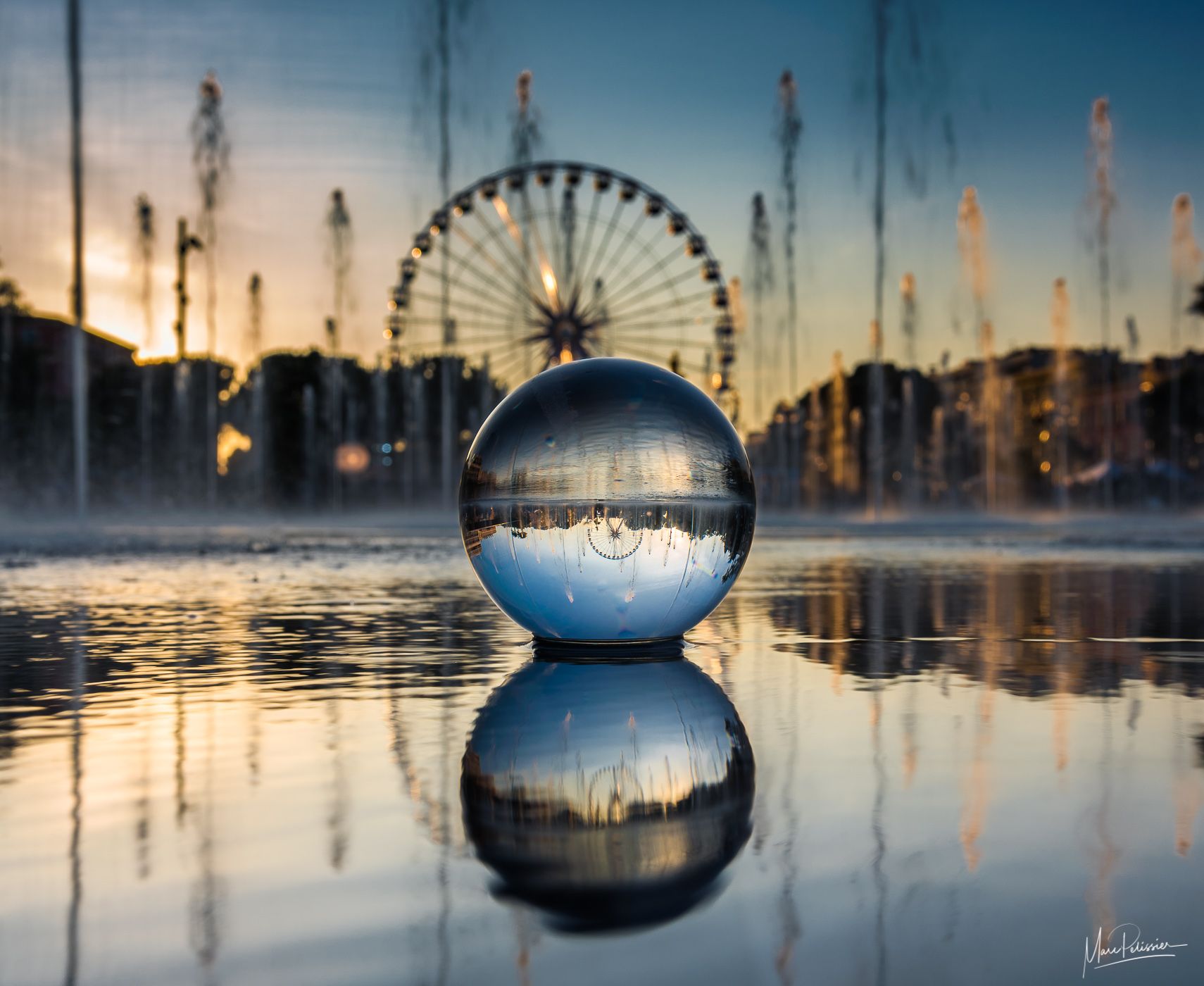Water surface of Paillon promenade, France