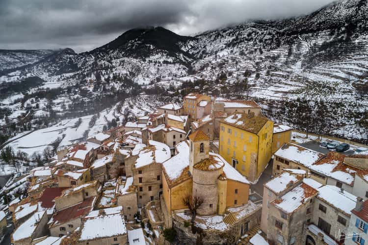 Winter coat on Coursegoules Aerial