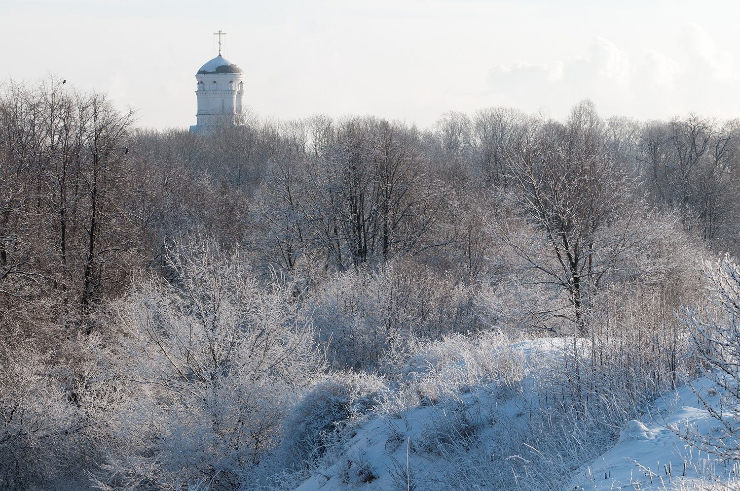 A winter view to a church, Russian Federation