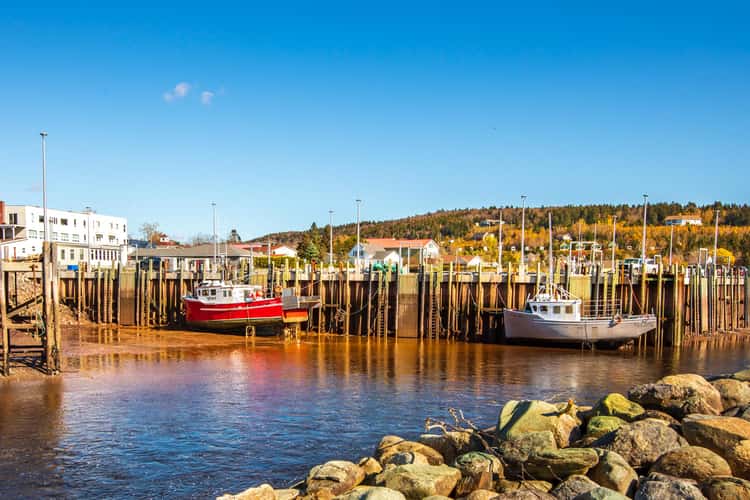 Alma Fishing boats low tide New Brunswick
