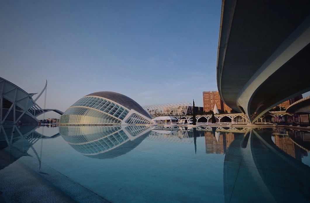 Hemisfèric & Ciudad de las Artes, east view, Spain