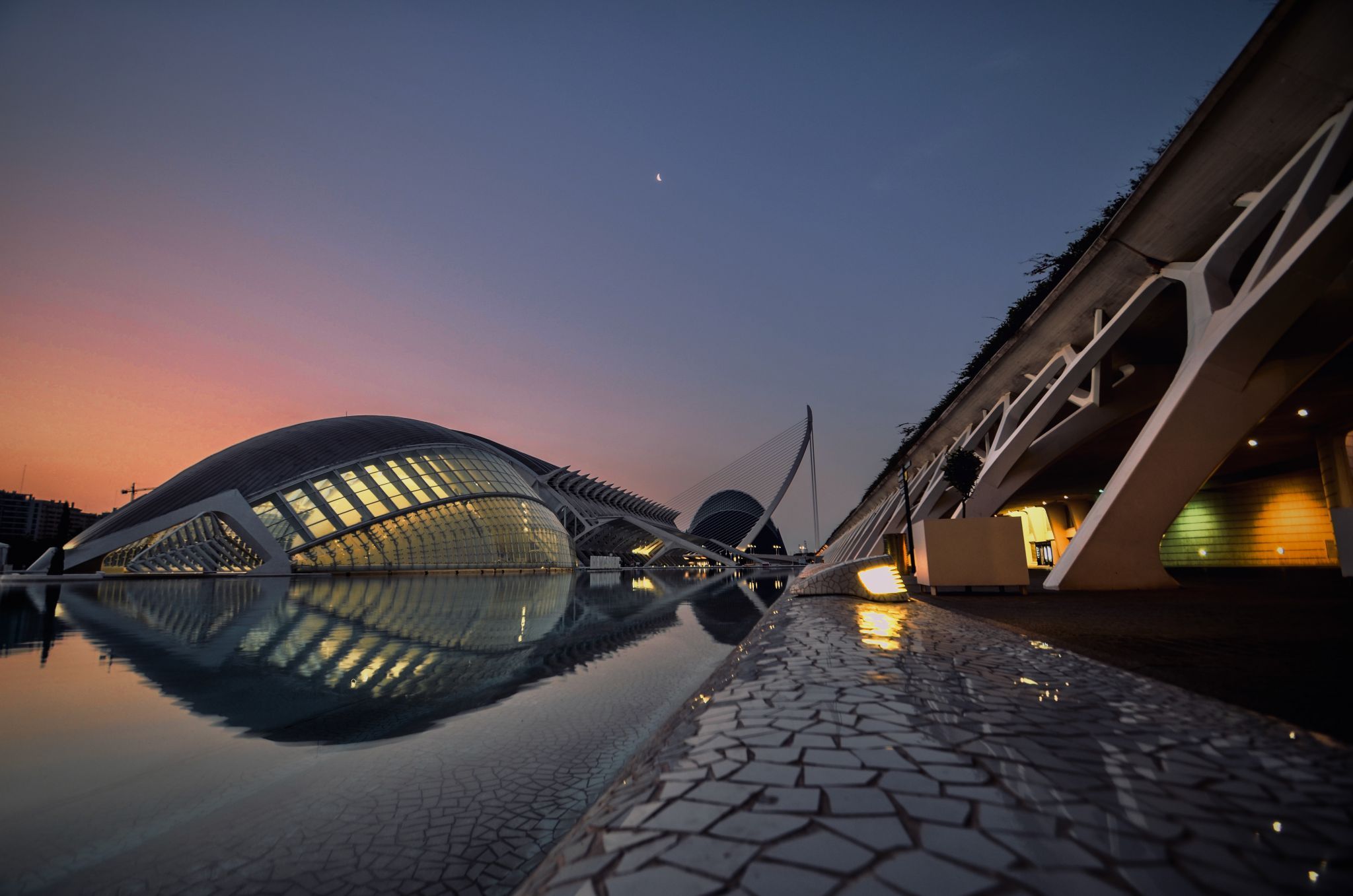 Hemisfèric & Ciudad de las Artes, west view, Spain
