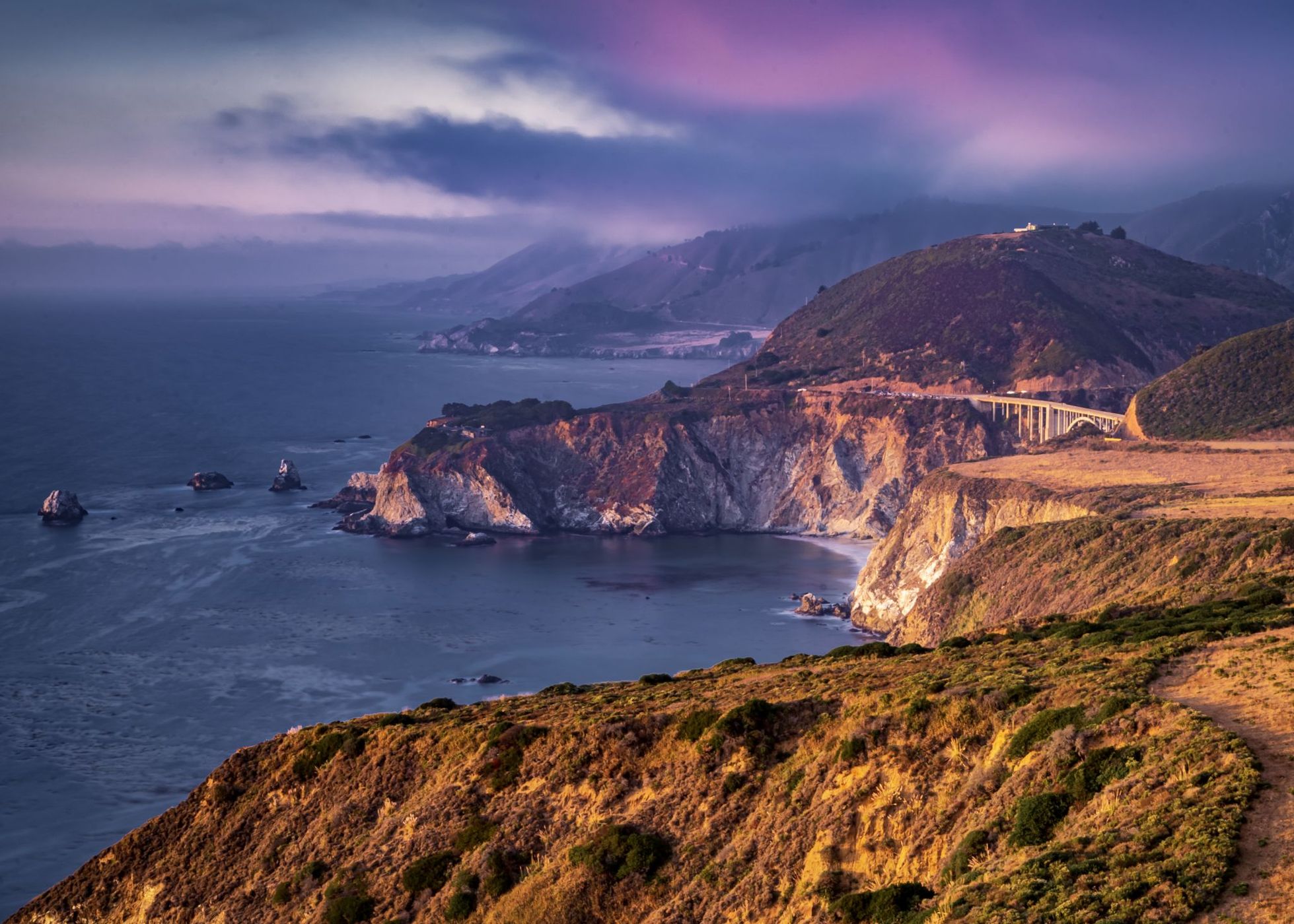 Bixby bridge from Hurricane Point view, USA