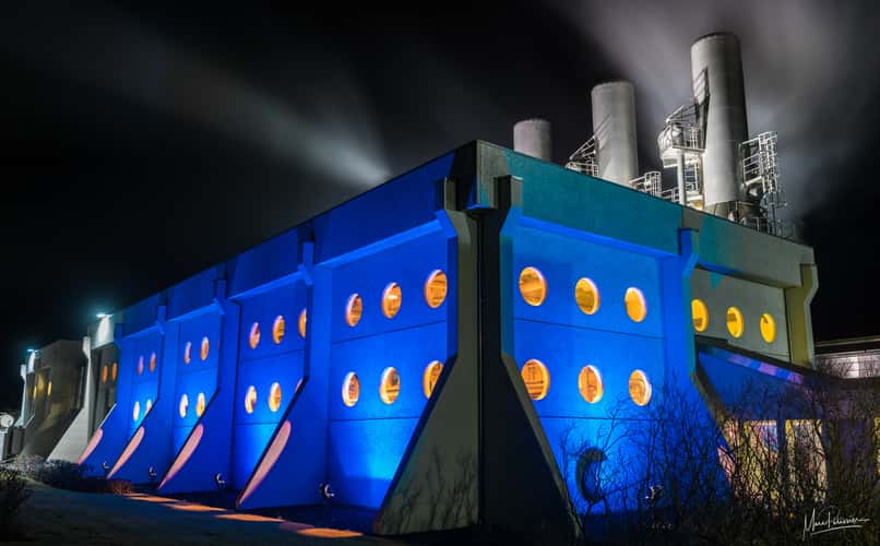Blue lagoon factory space building