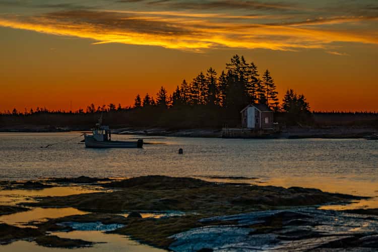 Blue Rocks sun and sunrise, Lunenburg, Nova Scotia
