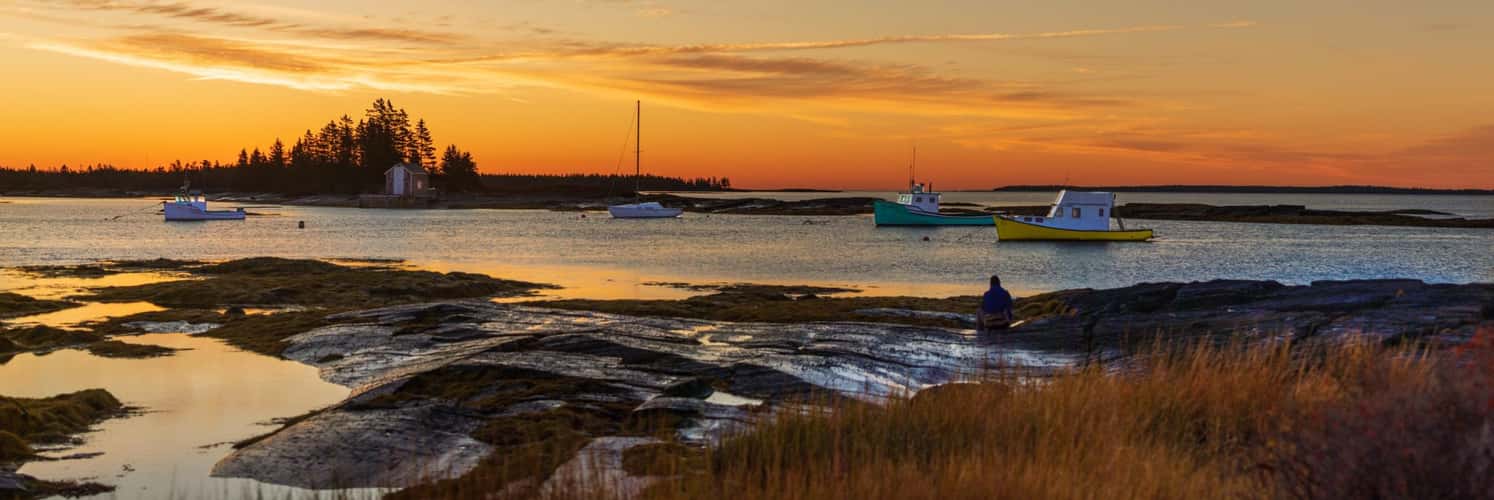 Blue Rocks sun and sunrise, Lunenburg, Nova Scotia