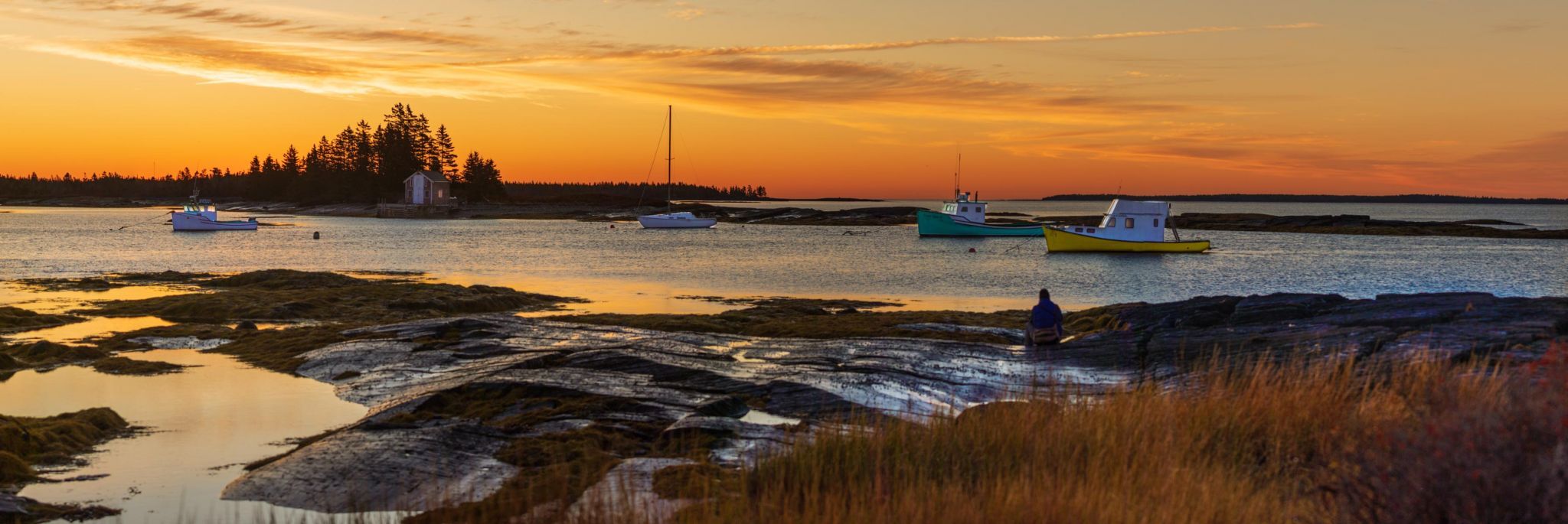 Blue Rocks sun and sunrise, Lunenburg, Nova Scotia, Canada