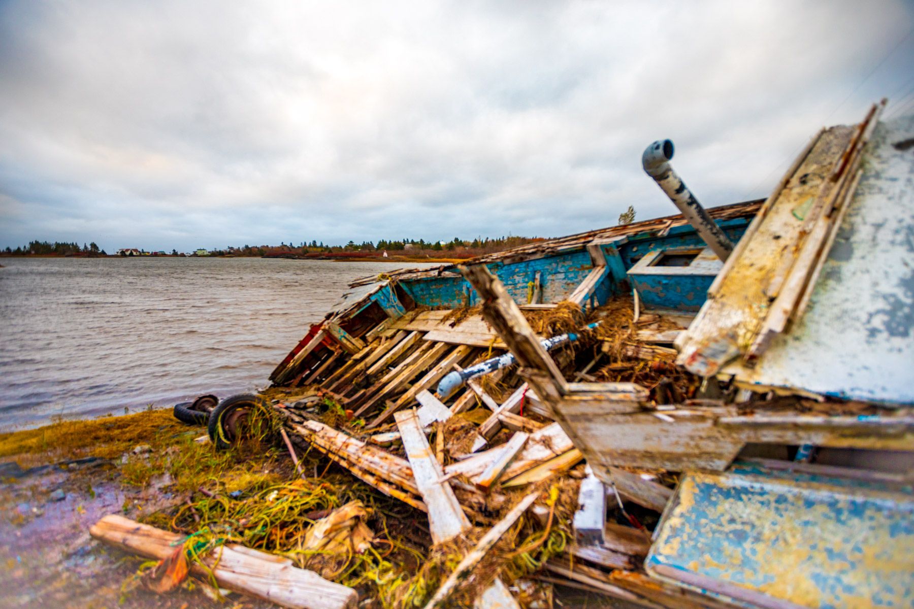 Broken Boat, Blue Rocks, Lunenburg, Nova Scotia, Canada