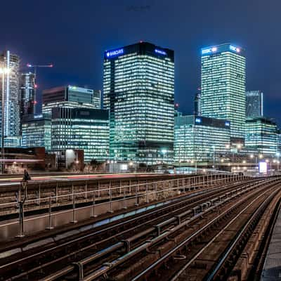 Canary wharf with railways, United Kingdom