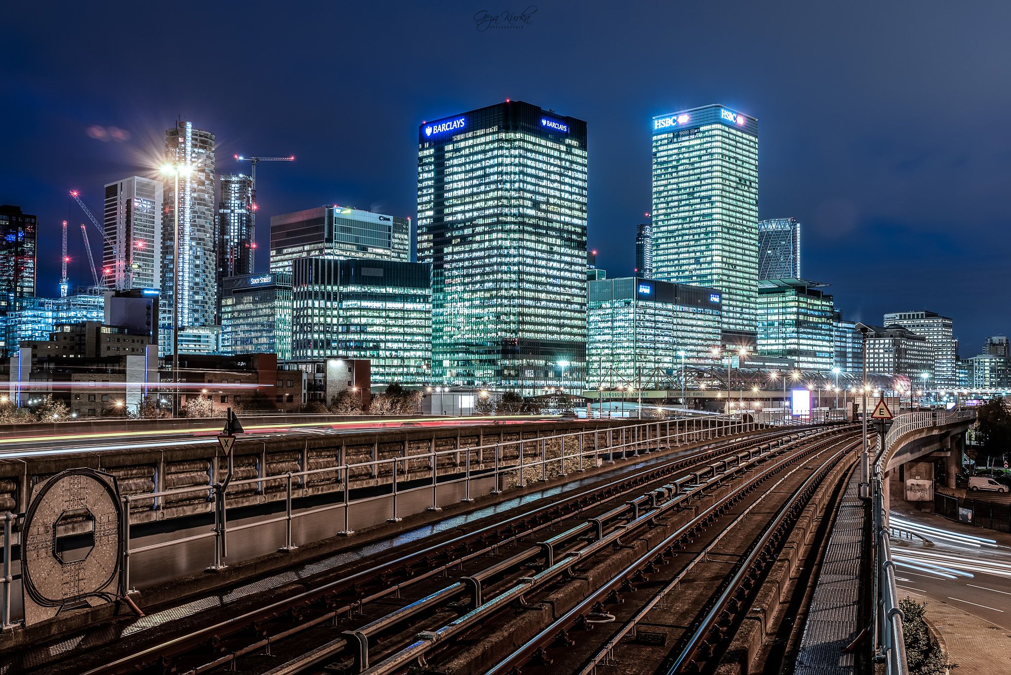 Canary wharf with railways, United Kingdom