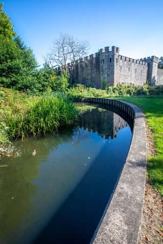 Cardiff Castle from inside Coopers Field, Wales