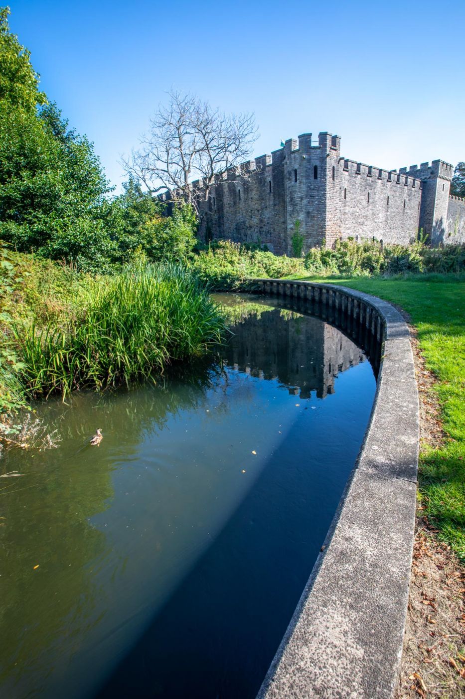 Cardiff Castle from inside Coopers Field, Wales, United Kingdom