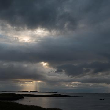 Cloudy sunset from Súgandisey Island Lighthouse, Iceland
