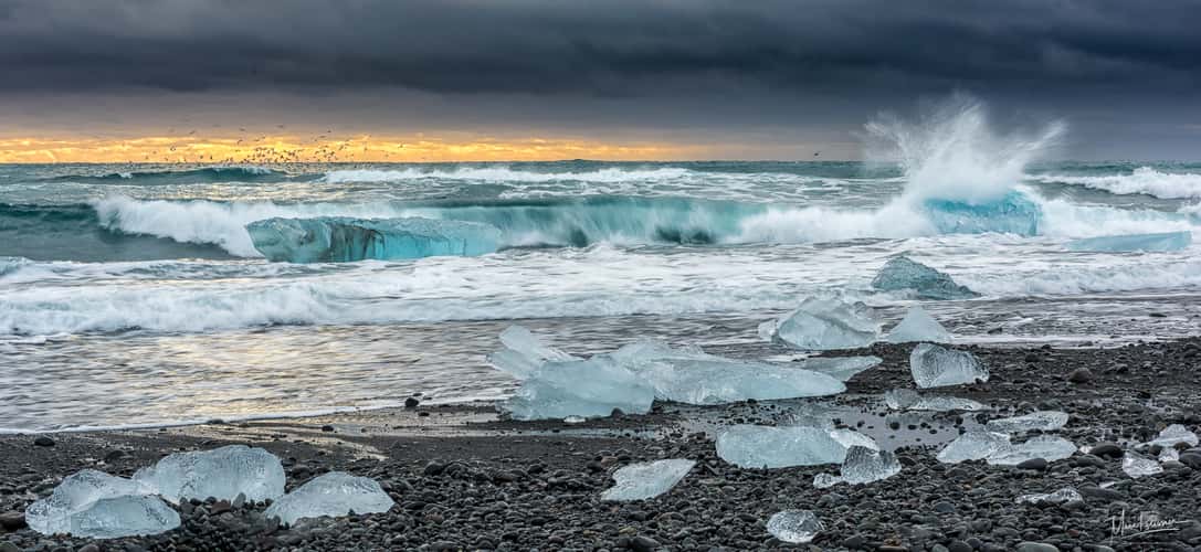 Diamond Beach Sunrise (Jokulsarlon Beach) Iceland