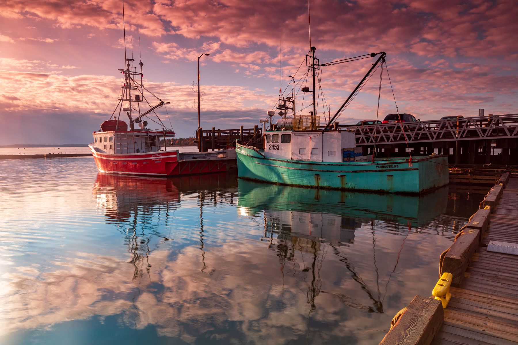 Fishing Boats sunrise at the Wharf St Andrews, New Brunswick, Canada