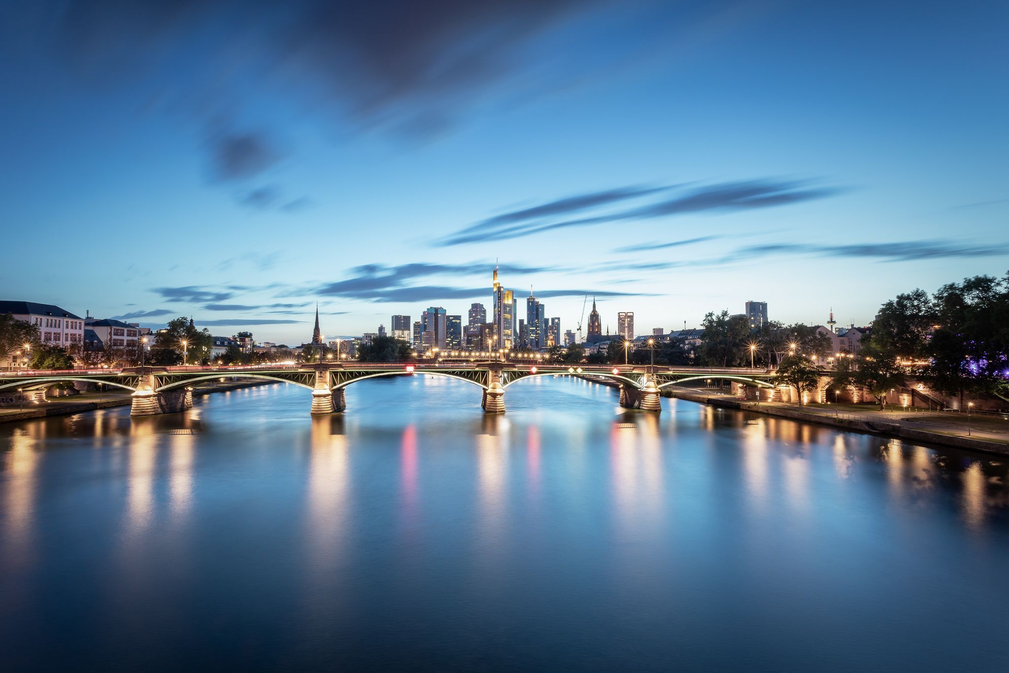View from the Flößerbrücke, Frankfurt am Main, Germany