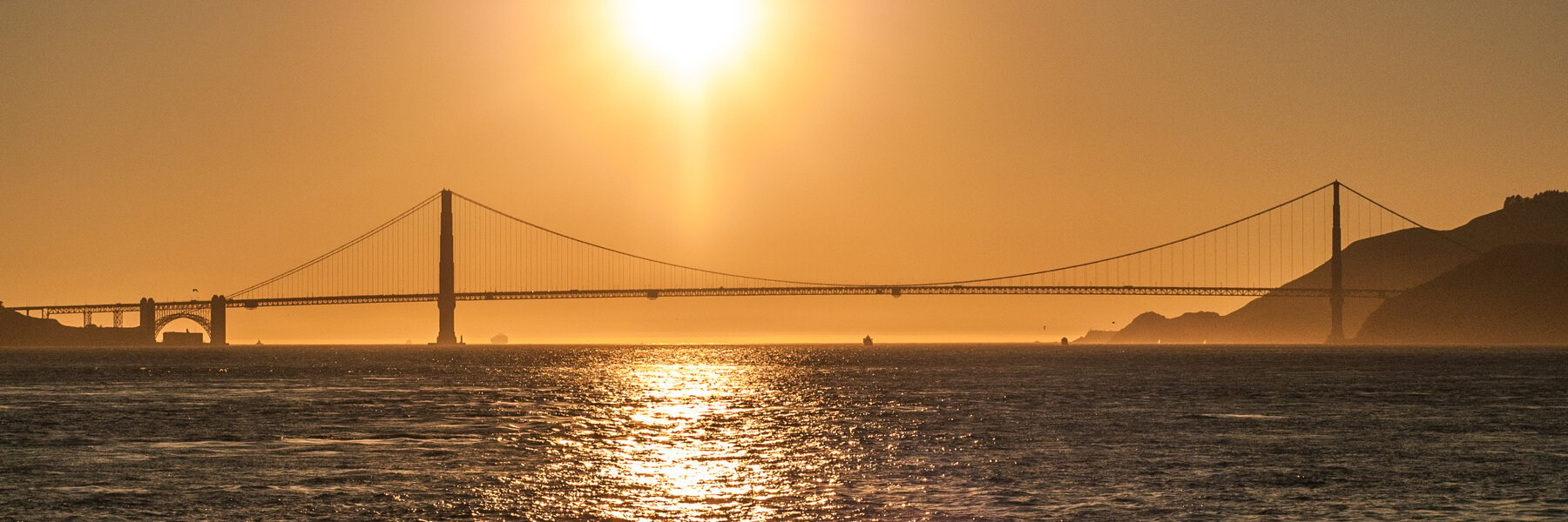 Golden Gate bridge from a boat, USA