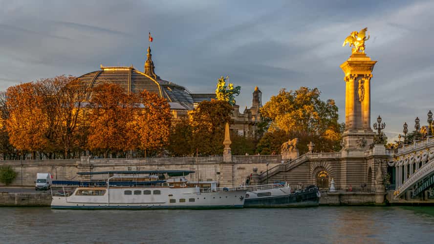 Grand Palais and Pont Alexandre III at sunset