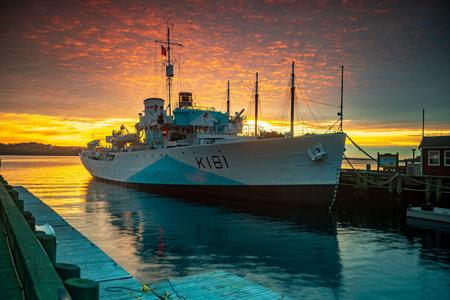 HMCS Sackville sunrise wharf Halifax, Nova Scotia