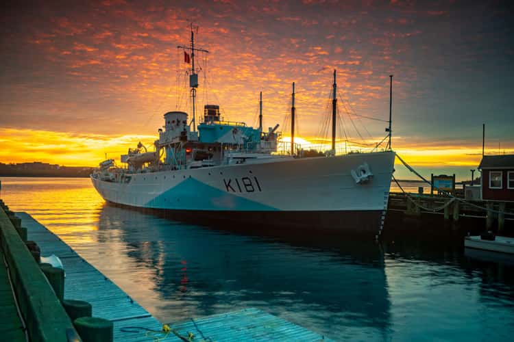 HMCS Sackville sunrise wharf Halifax, Nova Scotia