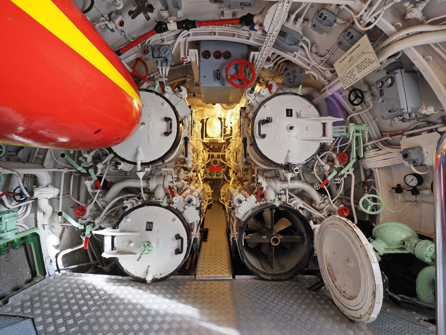 Inside submarine U-995 Type VIIC at the Laboe Naval Memorial, Germany