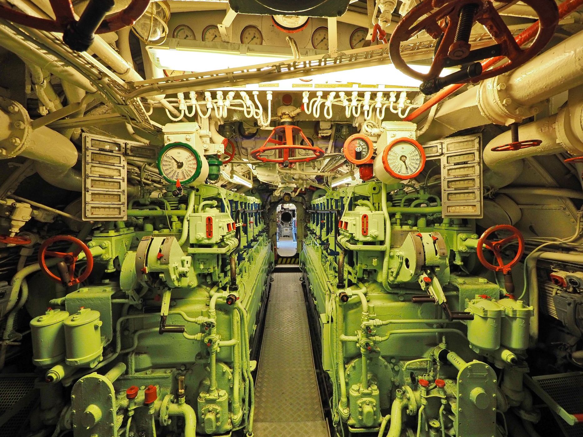 Inside submarine U-995 Type VIIC at the Laboe Naval Memorial, Germany
