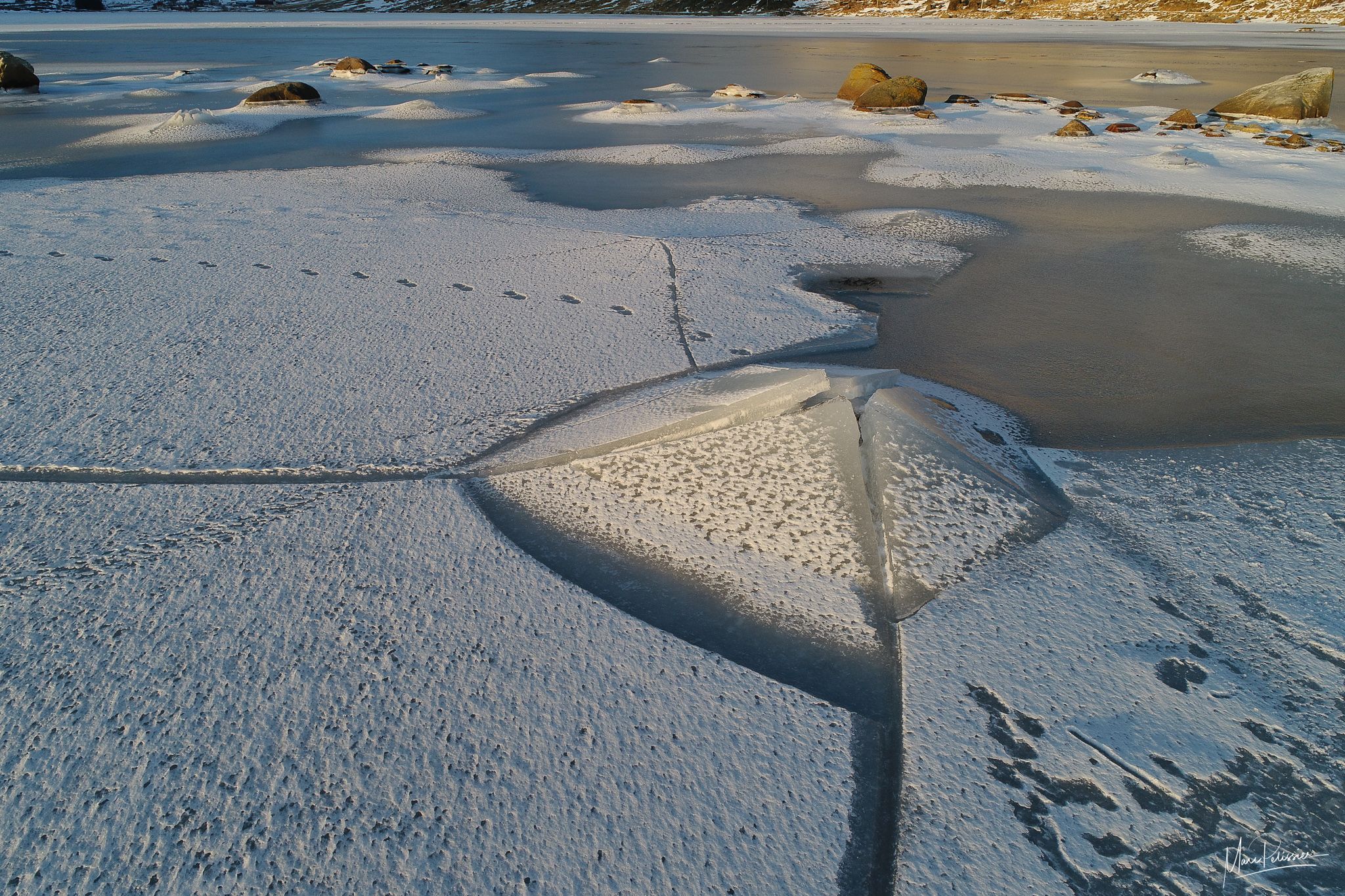 Frozen Lines on Kartfjorden Lake, Norway