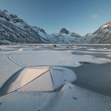 Frozen Lines on Kartfjorden Lake, Norway