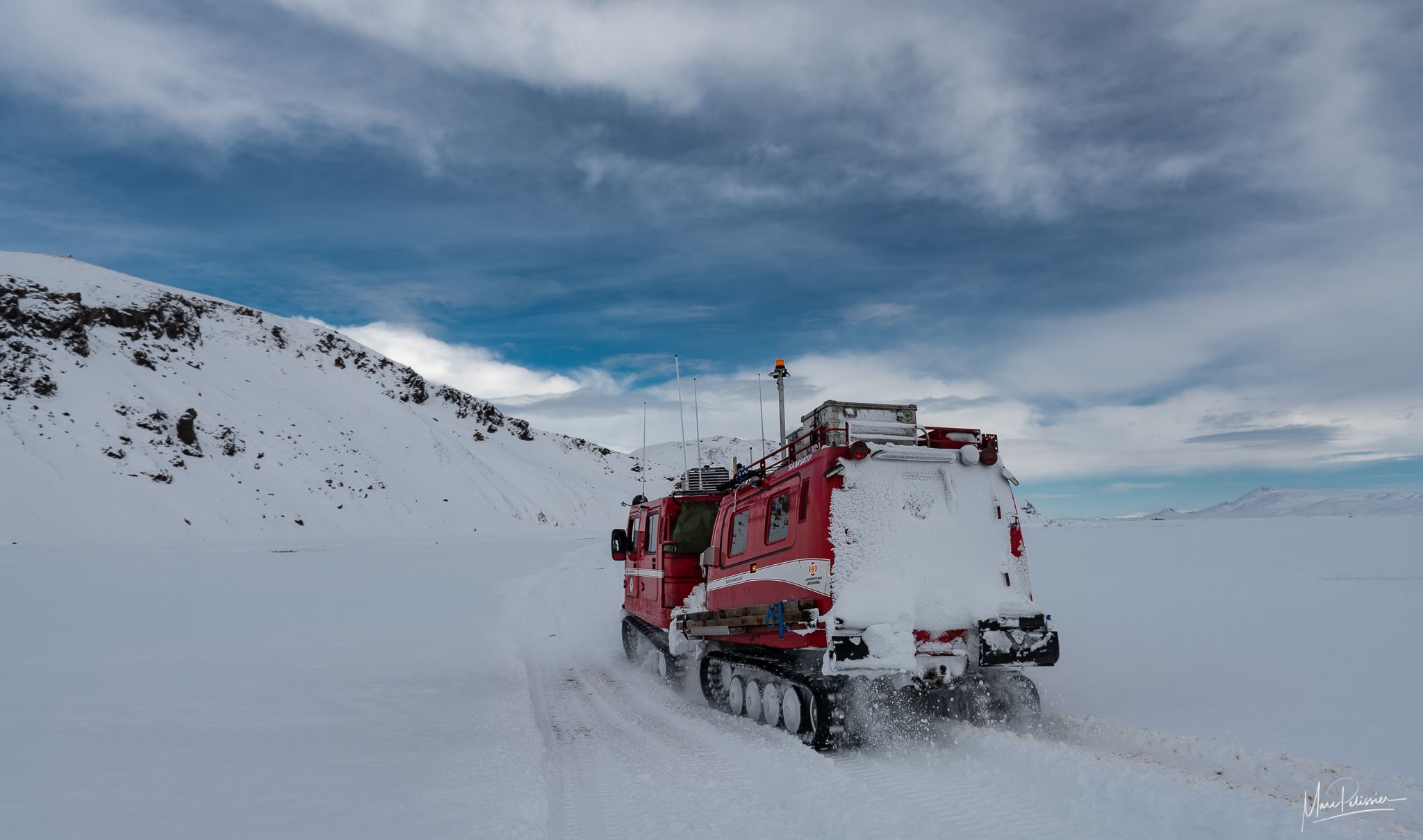 Landmannalaugar center under snow, Iceland