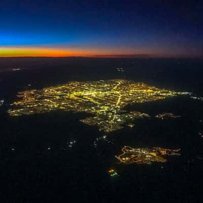 Las Vegas from the air I think! Sunset, USA