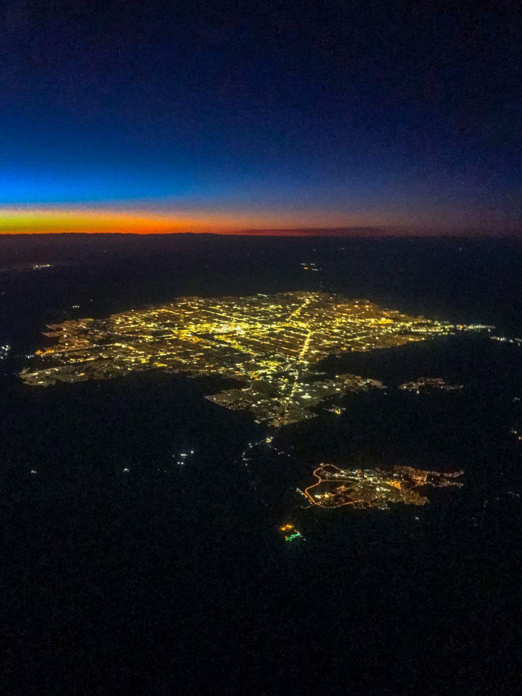 Las Vegas from the air I think! Sunset, USA