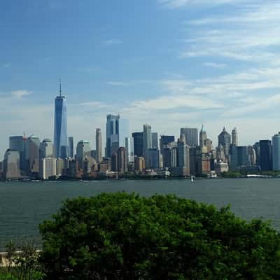 Lower Manhattan view from Liberty Island, USA