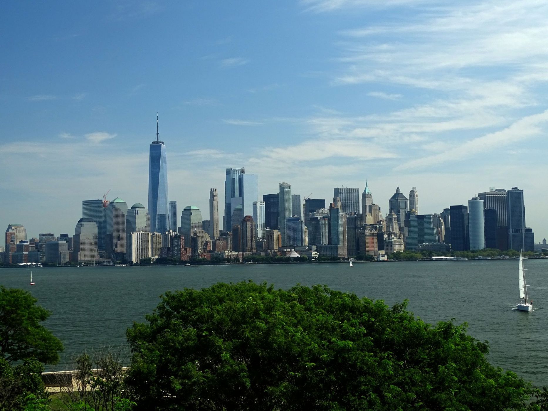 Lower Manhattan view from Liberty Island, USA