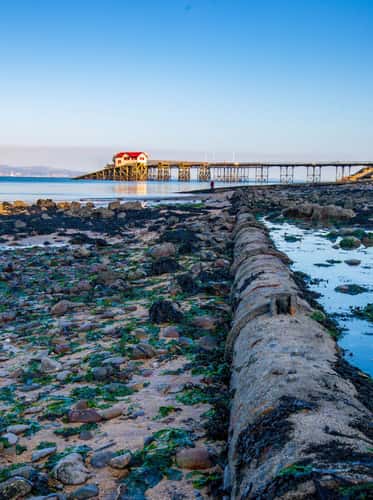 Mumbles pier from the beach Wales