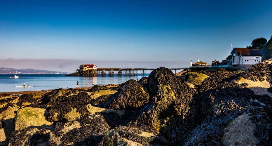 Mumbles pier from the beach Wales