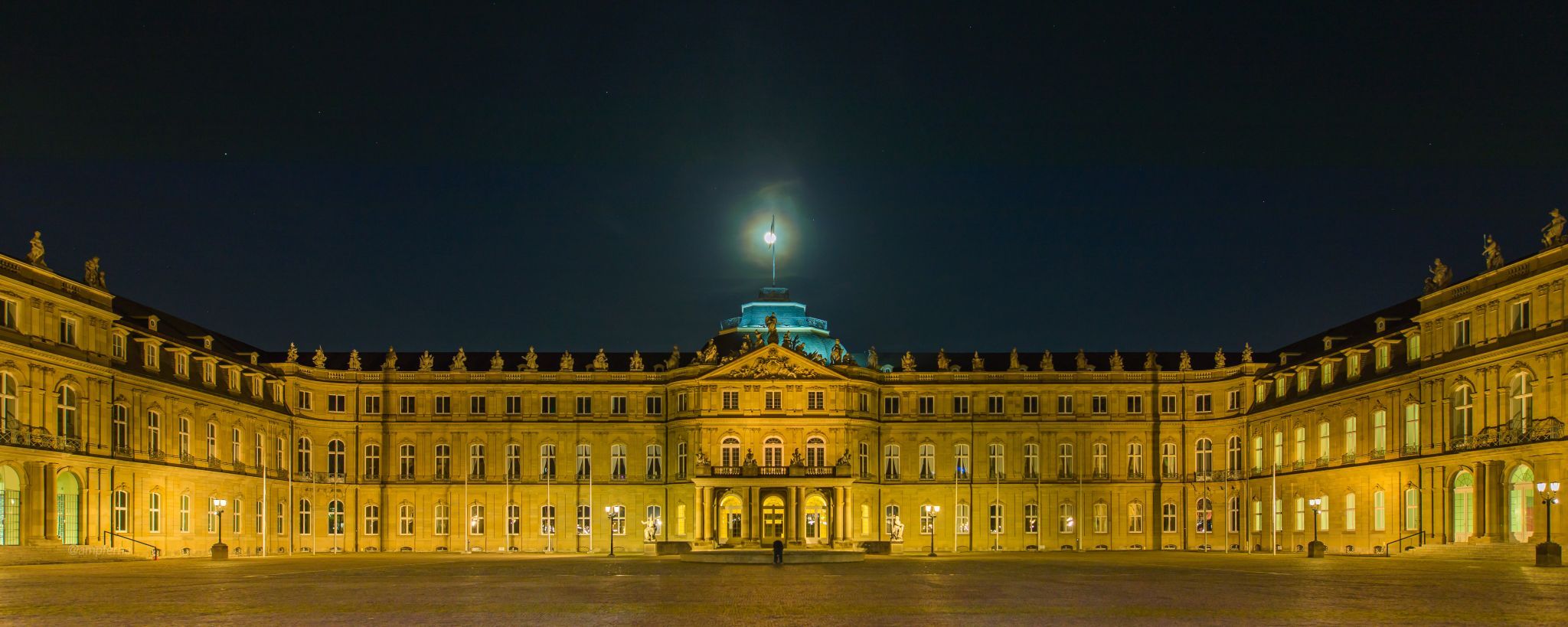 Neues Schloss at Full Moon, Stuttgart, Germany