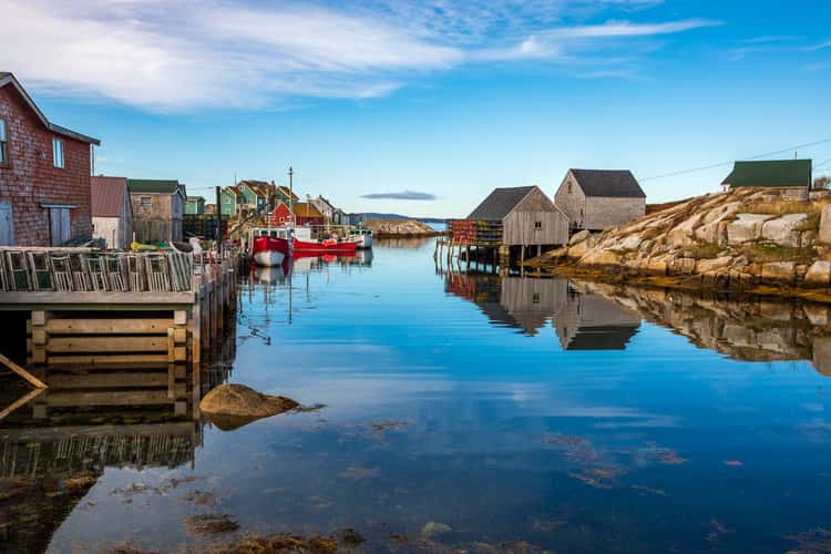 Peggy's Cove fishing huts & Reflections, Nova Scotia
