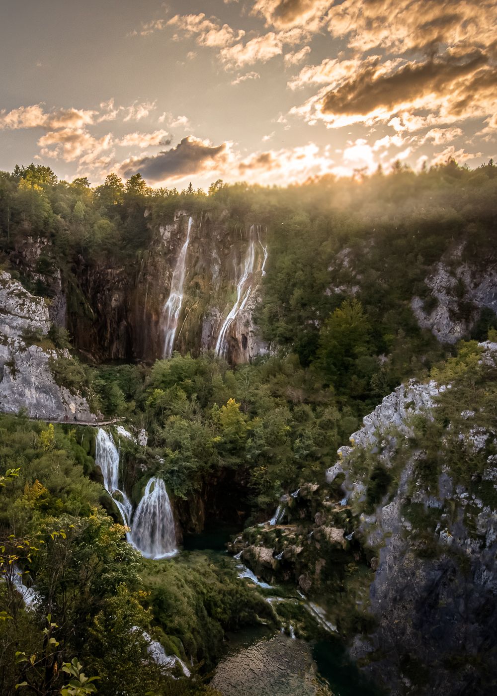 Plitvice National Park, Lower Lakes Waterfall Overview, Croatia