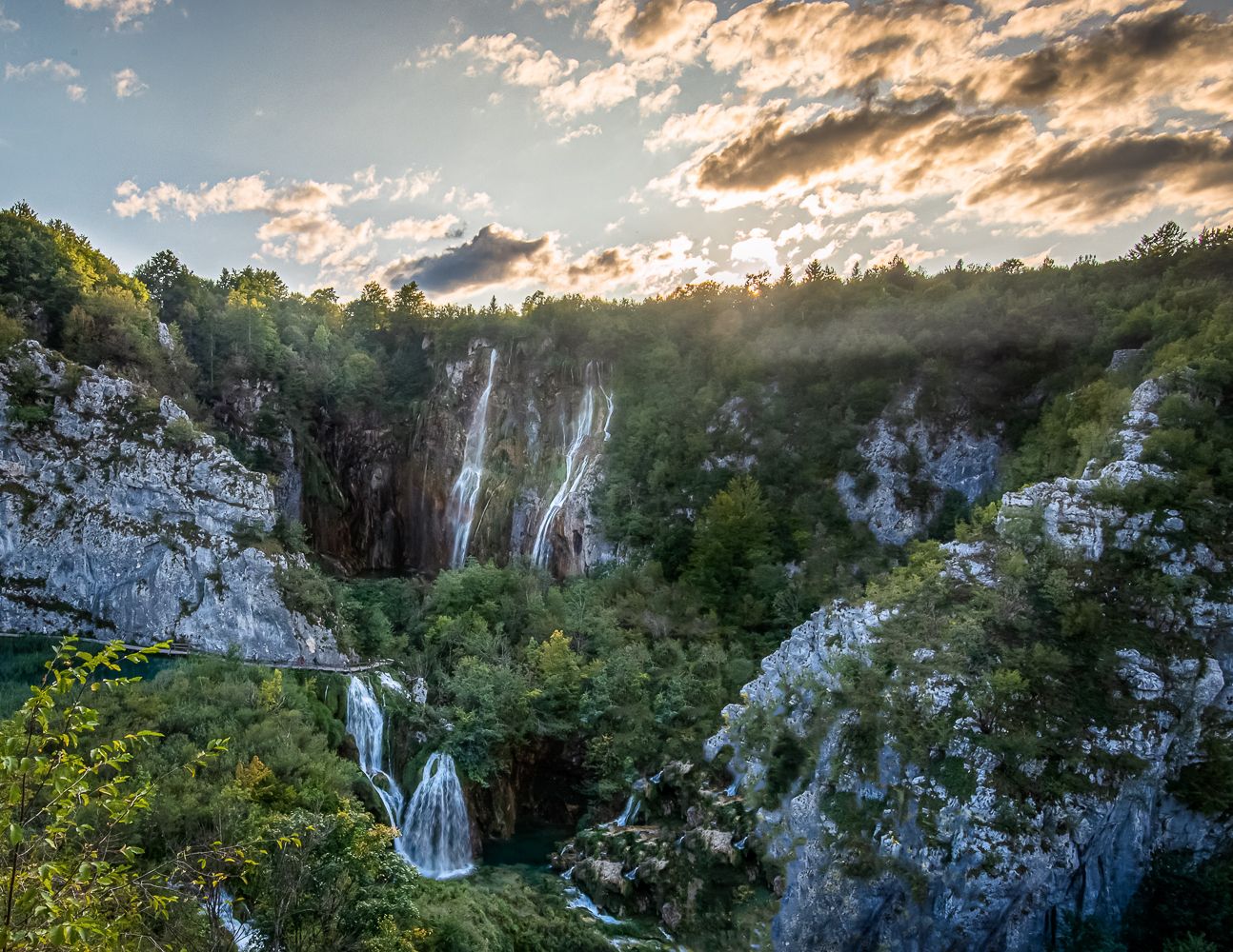 Plitvice National Park, Lower Lakes Waterfall Overview, Croatia