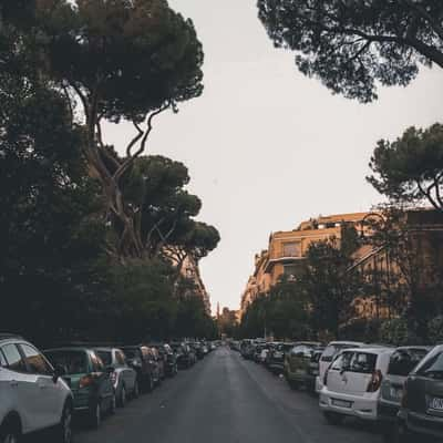 Rome street at sunset, Italy