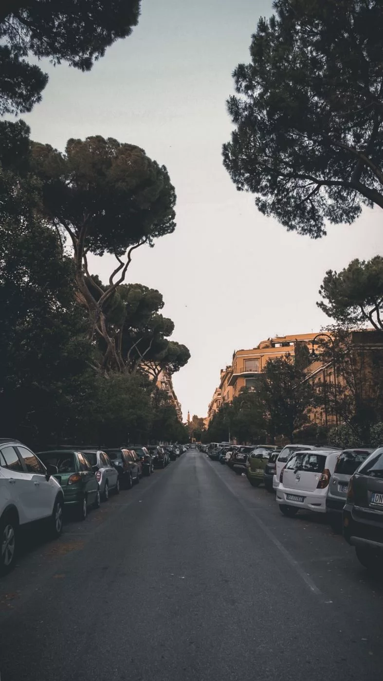 Rome street at sunset, Italy