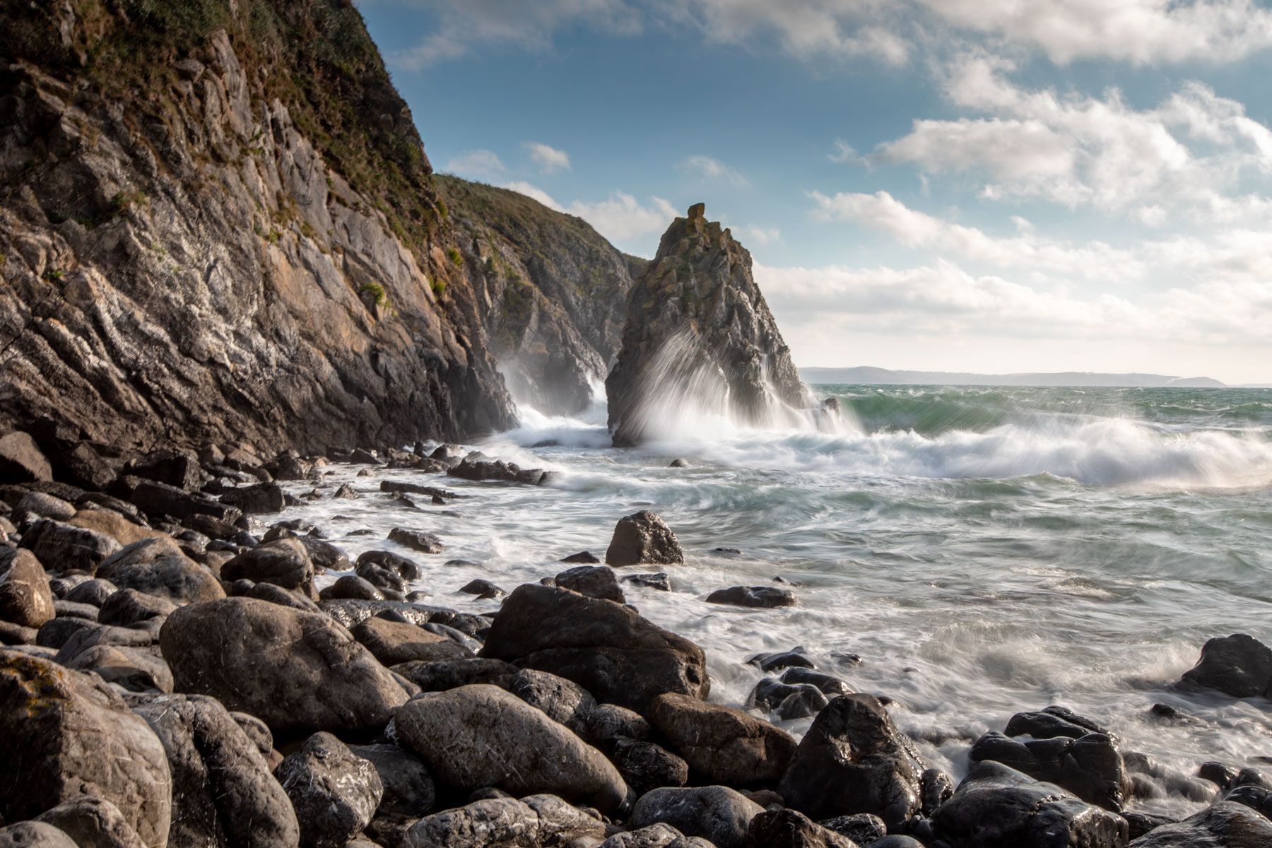 Sea Stack on the beach at Stackpole, Wales, United Kingdom