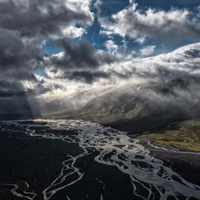 Storm toward Thorsmork, Iceland