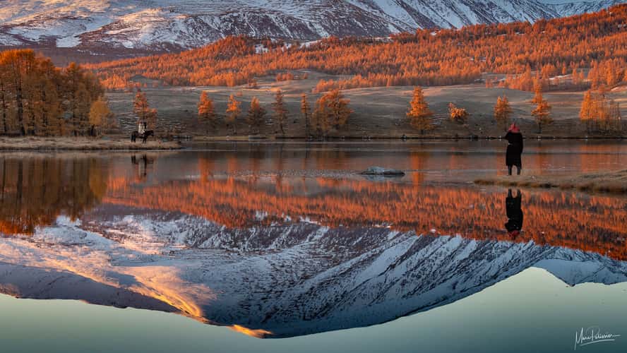 Sunrise fall colors in Altai Tavan Bogd