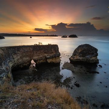 Sunset at Pink beach lombok, Indonesia