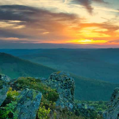 Sunset over French Vosges, France